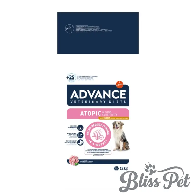 Bliss Pet Hrana ADVANCE VD Atopic, pt câini cu dermatită atopică, cu Iepure şi mazăre ( 12 Kg )