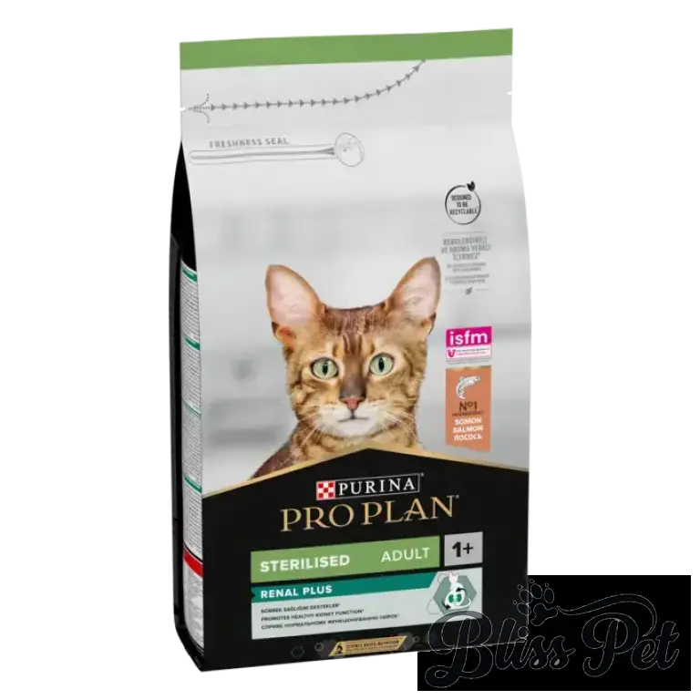 Bliss Pet Hrana Purina PRO PLAN, Sterilised Adult, bogat in Somon, RENAL PLUS, Hrana uscata pentru pisici, 10kg