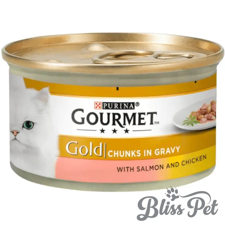 Bliss Pet Hrana Gourmet gold bucatele in sos, somon si pui 85 gr