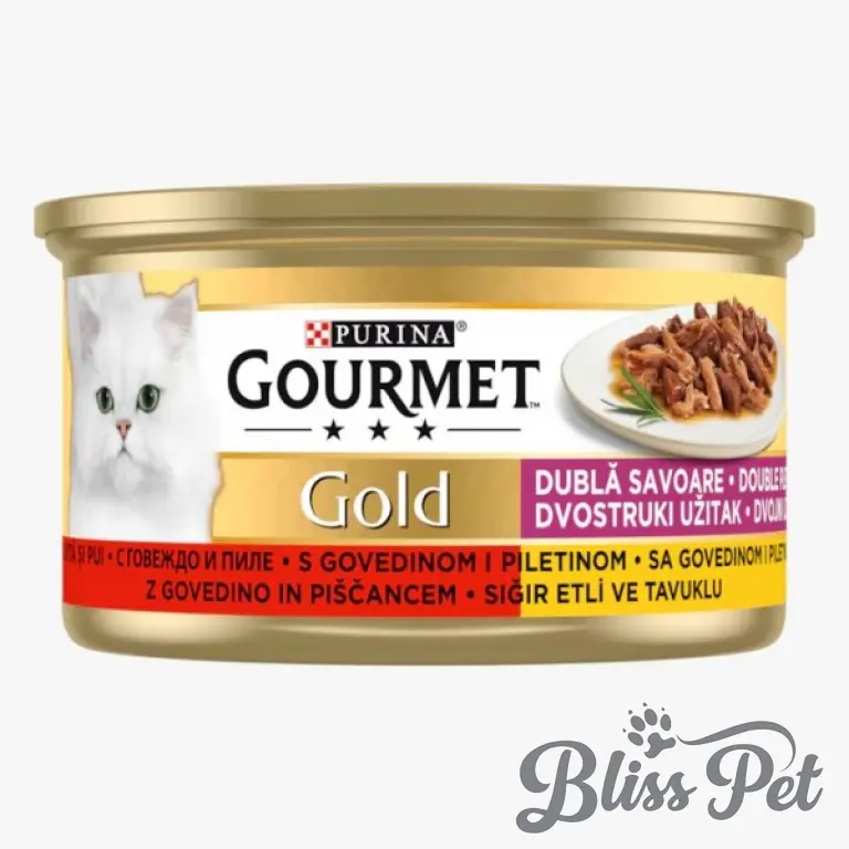 Bliss Pet Hrana Hrana umeda pentru pisici Gourmet Gold Duo, Vita si Pui, 85 g