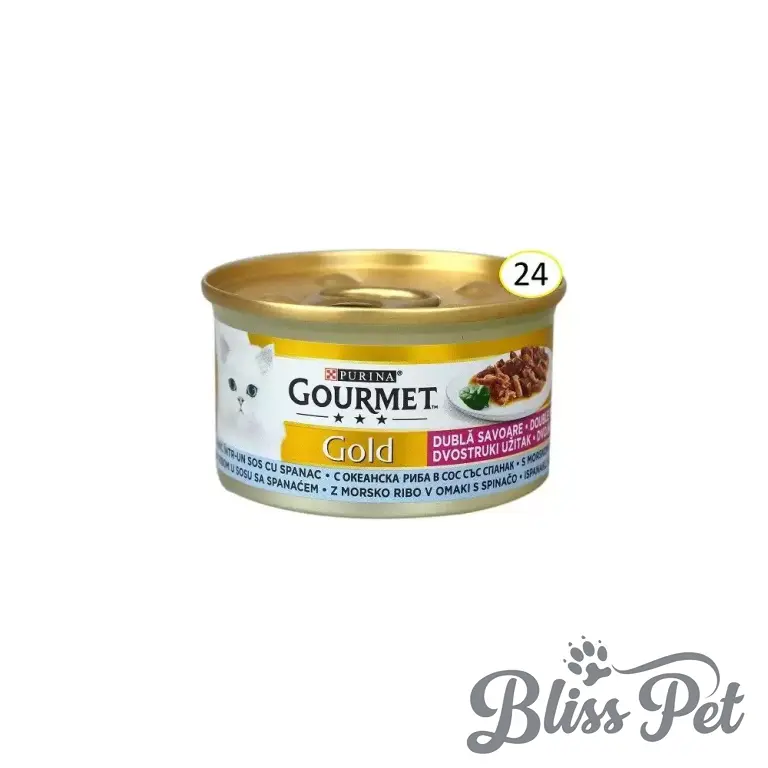 Bliss Pet Hrana Gourmet Gold Duo Peste si Spanac în sos, 85g