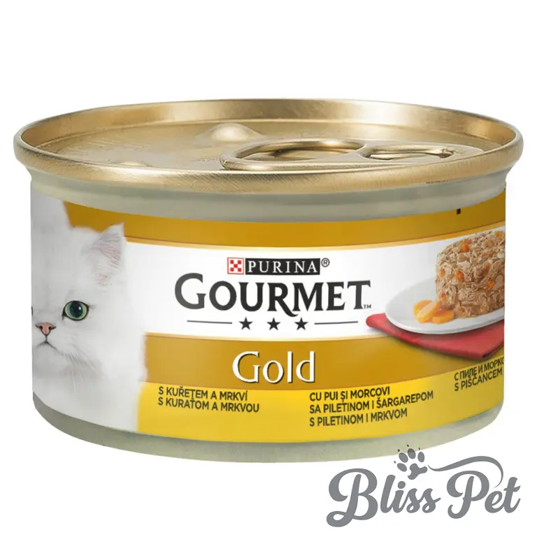 Bliss Pet Hrana Gourmet gold bucatele in sos, pui si morcov 85 gr